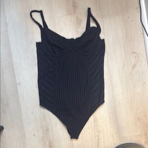 All Saints Black Striped Bodysuit